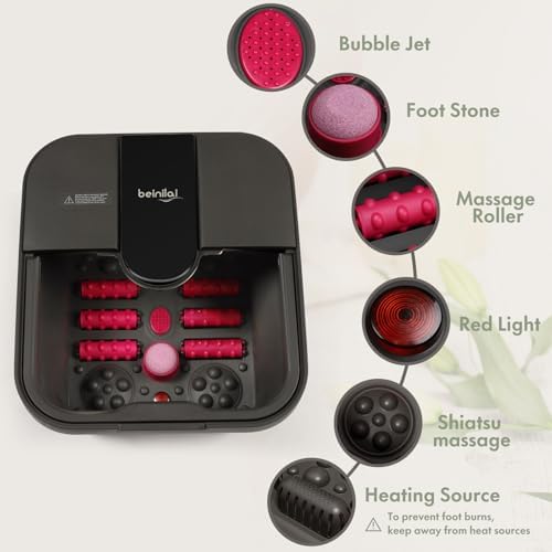 Beinilai Collapsible Foot Spa Bath with Heat,Bubble,Massage Rollers - Image 3