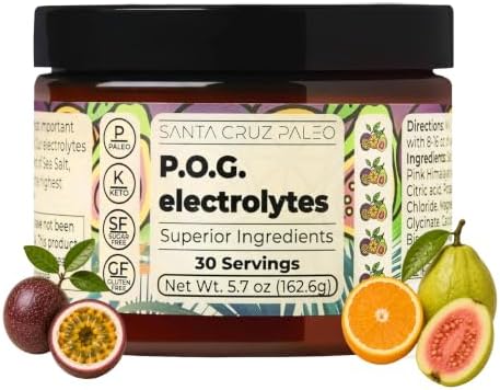 Santa Cruz Paleo Electrolyte Powder, P.O.G. Flavor (Passionfruit Orange Guava), Sugar Free Hydration Mix with Himalayan Pink & Sea Salt, Magnesium, Potassium, Stevia, 30 Servings by SantaCruzPaleo