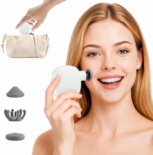 Mini Massage Gun for Face & Body, Portable Facial Massage Gun, Deep Tissue Percussion Muscle Massager with 3 Heads, 80% Smaller, 0.4lbs, 4 Speeds by Unknown
