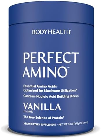BodyHealth PerfectAmino Powder - BCAA and EAA Powder for Pre and Post Workout - Amino Acid Energy Drink for Men and Women to Support Lean Muscle and Recovery - Vanilla - 60 Servings by BodyHealth