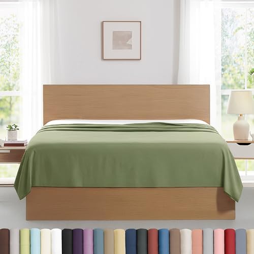 Hotel Quality King Flat Sheets Only 2 Pack Microfiber Top Sheet Sage Green by SouthshoreFineLivingInc