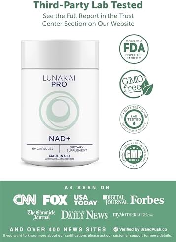 Lunakai USA Made Dual-Pathway NAD+ Formula with NR & Resveratrol, 60ct - Image 2