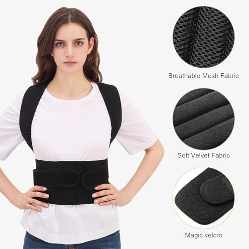 Posture Corrector for Women and Men, Upgraded Full Back Brace Support, Adjustable Shoulder Straightener for Improving Back Posture L(35"-40") - Image 3