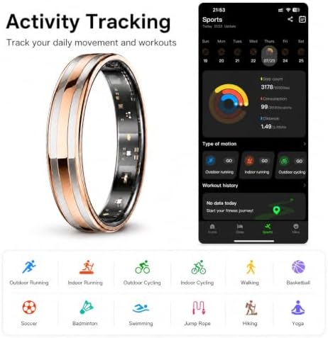 Slim Smart Ring for Women & Men, Ultra Thin Health Tracker Gold，8# - Image 4