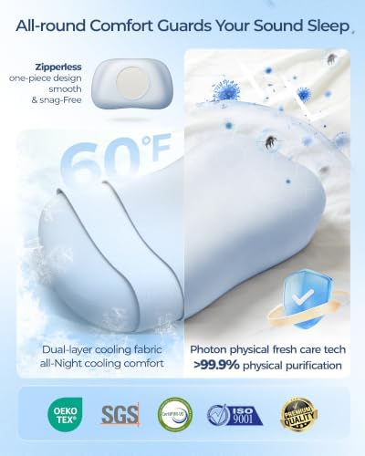 Kayfia Cervical Neck Pillow Side Sleeper Pillow for Neck Pain Relief, Bule - Image 3