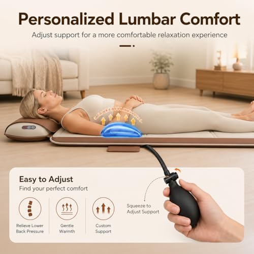 Full Body Massage Mat with Shiatsu Neck Massage Pillow, Heated Relaxation Pad with Lumbar Support, Foldable Massage Mattress with Vibration for Bed, Sofa, Floor or Recliner, Gift for Dad/Mom/Friends - Image 4