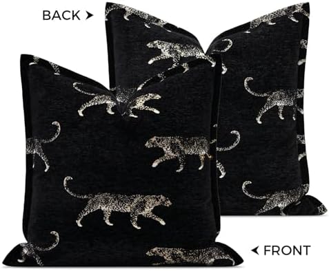 Throw Pillow Cover 20x20, Double Sided Cheetah Chenille Jacquard Embroidered Pillow Covers, Luxury Modern Style Accent Pillowcase for Bed Couch Sofa Living Room Bedroom - Image 6