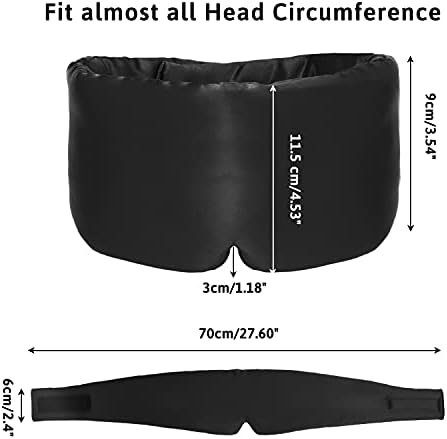 Silk Sleep Mask for Women Men, Mulberry Silk Eye Sleeping Mask & Blindfold with Adjustable Strap, Blackout Eye Cover for Sleep Travel Yoga Nap, Large Size, Black - Image 5