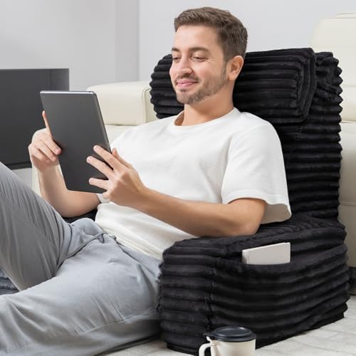 ENITYA 24" XXL Back Pillow for Bed Sitting Up with Armrests & Big Pockets by ENITYA