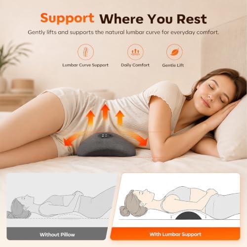 Smooth Triple Fusion Lumbar Back Massager – 3-in-1 Rechargeable Cordless Pillow: Heat, Vibration & Traction – Deep Tissue Pain Relief & Relaxation for Home & Office – Gift Idea - Image 4