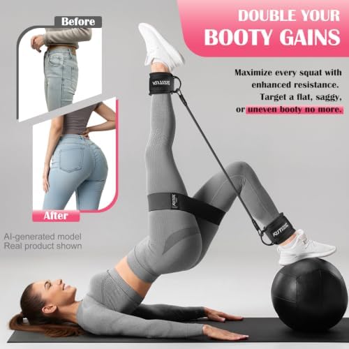 KUTIZE Ankle Resistance Bands with Cuffs & Fabric Resistance Bands Set - Legs & Glutes Workout Equipment for Women & Men, Home Gym Heavy Exercise Bands for Hip, Yoga, Strength Training, Rehab, Pilates - Image 3
