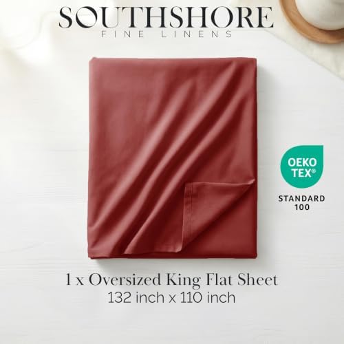 Flat Sheet Only King Size Top Sheet XL Oversized Fit Marsala Terracotta - Image 2