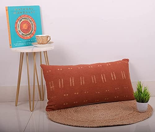 Trade Star Decorative Throw Pillow Cover 100% Cotton Handloomed Pillow Case for Couch Sofa Bed Modern Farmhouse Pillowcase (Rust Blossom 12X24 INCHES) - Image 3