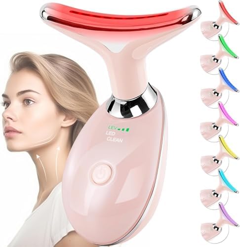 Facial Massager Red-Light-Therapy-for-Face and Neck, Face  culpting Wand with 7 Color (Bright Pink) by Doset