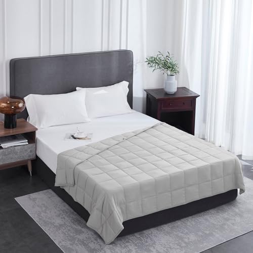 L'AGRATY Weighted Blanket Queen Size（15lbs, 60"x80"） Cooling Heavy Blanket Microfiber for Adults Breathable Big Weighted Throw Blanket for Summer Fall Winter, Light Grey - Image 2