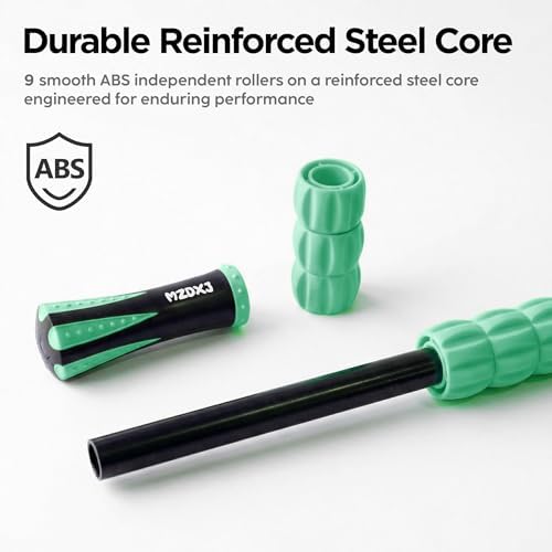 Muscle Roller & Massage Roller Stick for Athletes - Lymphatic Drainage Support, Relieves Muscle Soreness, Cramping & Tightness - Targets Legs, Arms, Back & Calves （Mint Green Wheel） - Image 5