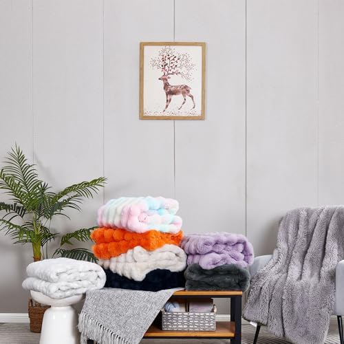 DREAMNINE Soft Faux Bubble Rabbit Fur Blanket Twin Size, Thick Cozy Decorative Colorful Warm Fuzzy Fur Blanket for Bed Couch Sofa Chair Bedroom Living Room Dorm Gift, 60 * 70 Inches, Rainbow - Image 7