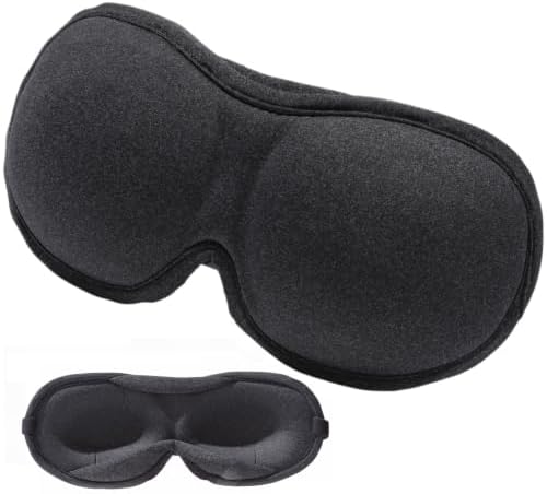 Ultra-Thin 3D Sleep Mask for Side Sleepers Women Men, Contoured Eye Mask for Lash Extensions, Light Blocking, Soft Breathable Lightweight Eye Mask for Sleep, Travel, Meditation,Airplane (Black) by Zlzqer