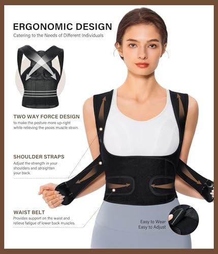 URSEXYLY Back Brace Posture Corrector for Women and Men, Breathable Shoulder Brace, Upper and Lower Back Pain Relief, Adjustable Full Back Support(X-Large,Black) - Image 5