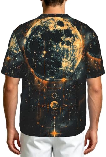 Men's Scrub Top,V-Neck Spill Wrinkle Resistant,3 Pockets-Mysterious Universe (2) - Image 2