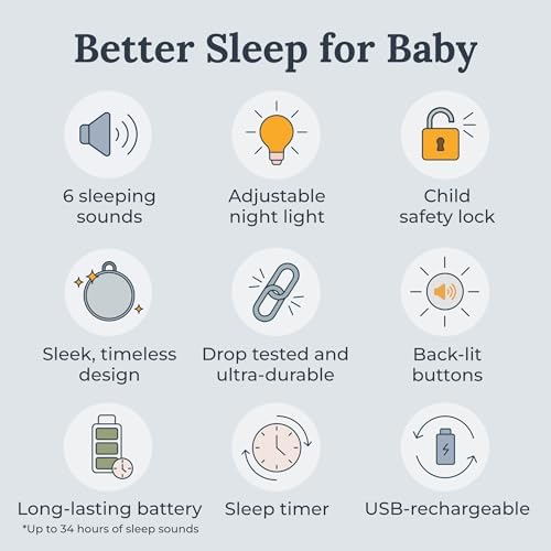 Yogasleep Hushh 2 Portable Sound Machine for Baby & Kids, New Reinforced Clip, Backlit Buttons, Night Light, 6 Soothing Natural Sounds, Easy to Use Timer, Volume Control, Toddler Lock, Noise Canceling - Image 2