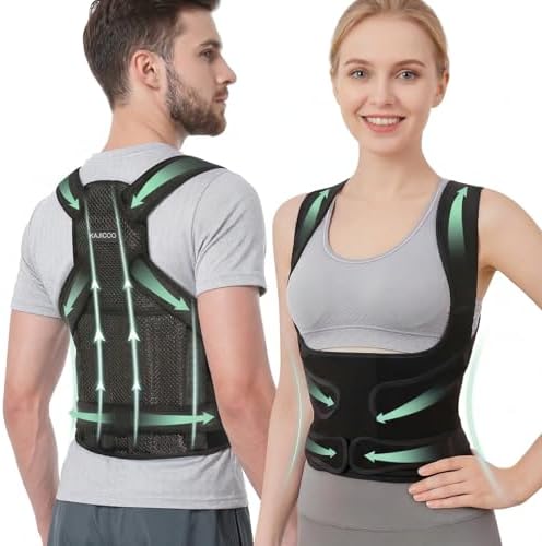 Posture Corrector for Women & Men, Back Brace Adjustable Full Back Support - Shoulder Straightener for Upper & Lower Back Pain Relief, Scoliosis, Hunchback, Hump, Thoracic Spine Correc (Medium) by KAJICOO