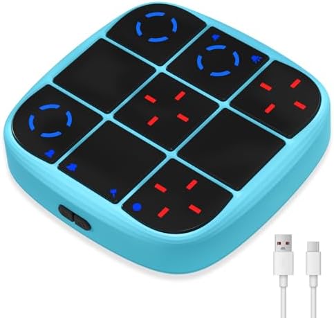KOQQQ Rechargeable Tic-Tac-Toe Bolt Game, Upgraded 4-in-1 Handheld Puzzle Console, Electronic Educational Memory Game, Portable Travel Car Ride Board Games for Kids Adults (Blue) by KOQQQ-TicTacToeBoltGame