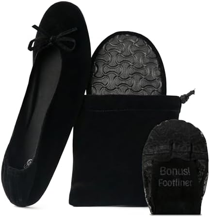 Velvet Foldable Flats for Women, Portable Ballet Shoes for Travel & Events by SilkyToes