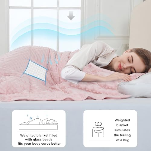 Alomidds Weighted Blanket (60"x80",20lbs Queen Size - Pink), Weighted Blankets for Adults, Breathable Soft and Comfort Minky, Heavy Blanket Microfiber Material with Glass Beads - Image 5