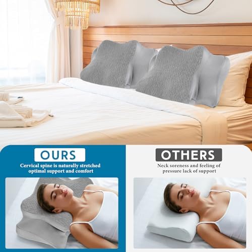 HunnmingRe Pillow Case for Cervical Neck, Gray, Standard Size - Image 4