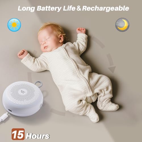White Noise Machine - Portable Sound Machine for Baby Adult, 20 Non-looping Soothing Sound, Noise Canceling for Sleeping, Sound Therapy for Office Home, Travel, Registry Gift (White) - Image 3