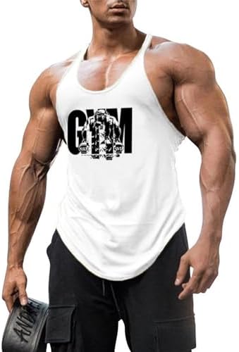 BaronHong Men's Cotton Workout Tank Tops Dry Fit Gym Bodybuilding Training Fitness Sleeveless Muscle T Shirts - Image 2