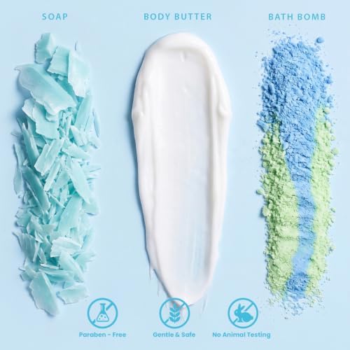 Gifts for Women, Bath and Body Womens Gift Sets with 5 Pcs Ocean Scented Spa Gifts for Women Bath Gift with Scented Candle Body Butter Hand Cream Bath Bomb Mothers Day Gifts - Image 3