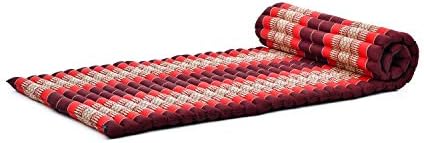 Leewadee - Foldable Floor Mattress - Japanese Roll Up Futon -Trifold Tatami Mat- Guest Floor Bed - Camping Mattress - Thai Massage Mat, Kapok Filled, 75 x 28 inches, Red by Leewadee