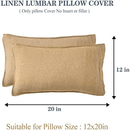 Simple&Opulence 100% Linen Lumbar Pillow Cover 12 x 20 Inches Set of 2 Rectangular Decorative Throw Cushion Cover for Couch Sofa Bed Living Room Office Soft Breathable Farmhouse - Sand - Image 4