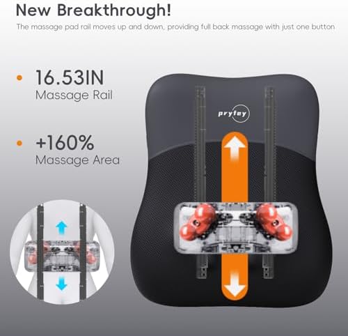 Back Massager with Heat for Pain Relief Deep Tissue, Ultrathin 4D Shiatsu Lower Back Massager, Chair Back Massager for Home Office, Gifts for Women Men,Black - Image 4