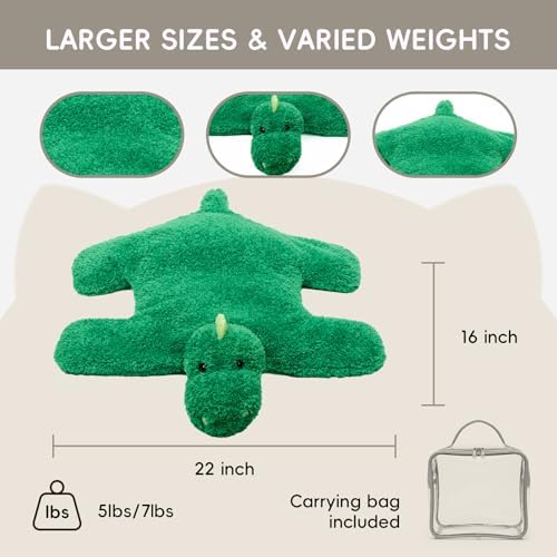 L'AGRATY Weighted Lap Pad for Kids 5 lbs, Sensory Needs Weighted Dinosaur Stuffed Animals Lap Blanket Soft Plush Hugging Sensory for Kids Teen Adults Removable Washable Cover - Image 3