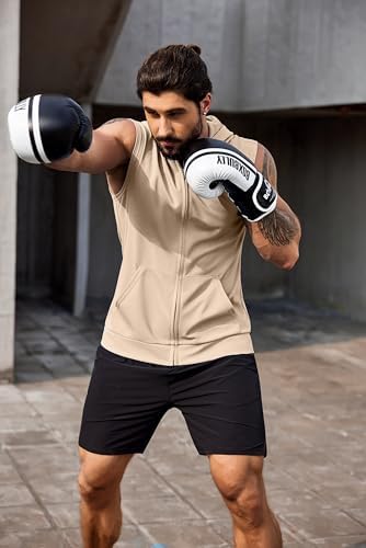 COOFANDY Men's Workout Hooded Tank Tops 2 Pack Zip Up Sleeveless Gym Shirts Muscle Cut Off T Shirt Bodybuilding Hoodies - Image 2