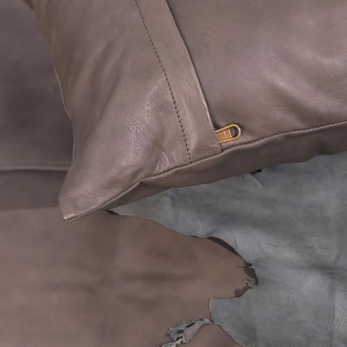 LL LEATHER LOVERS 100% Lambskin Leather Pillow Cover - Sofa Cushion Case, Decorative Throw Covers for Living Room & Bedroom, 16X24 Inch - Grey Antique Plane Pack of 1 - Image 6