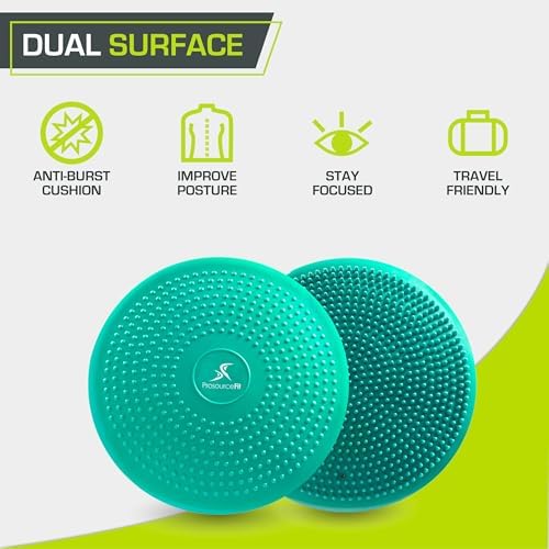 ProsourceFit Core Balance Disc, Inflatable Wobble Cushion with Hand Pump, Dual-Textured Non-Slip Surface for Core, Balance, and Stability Training, 14-inch - Image 4