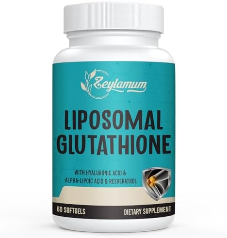 Zeylamum 2400 MG Liposomal Glutathione Softgels, Max Absorption, Active Form L-Glutathione Reduced (GSH), with Hyaluronic Acid, Resveratrol, Master Antioxidants for Brain, Immune System, 60 Softgels by Zeylamum