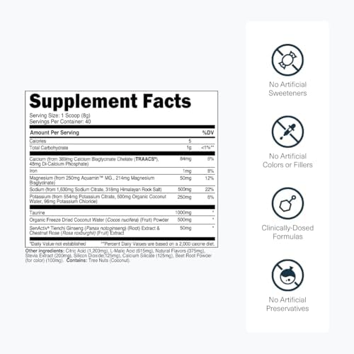 Transparent Labs Hydrate Naturally Sweetened Electrolytes Powder - Hydration Powder Electrolytes with Coconut Water, Calcium, Taurine, & Potassium - 40 Servings, Tropical Punch - Image 3