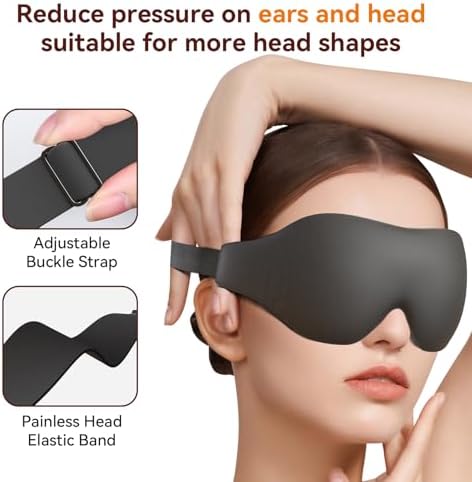 Sleep Mask, EVA BELLE Eye Mask for Men Women, Zero Pressure 3D Sleeping Mask, Cool Super Smooth Light Blocking Soft Eye Shade Cover Memory Foam, Lightweight for Home Travel Use - Image 4