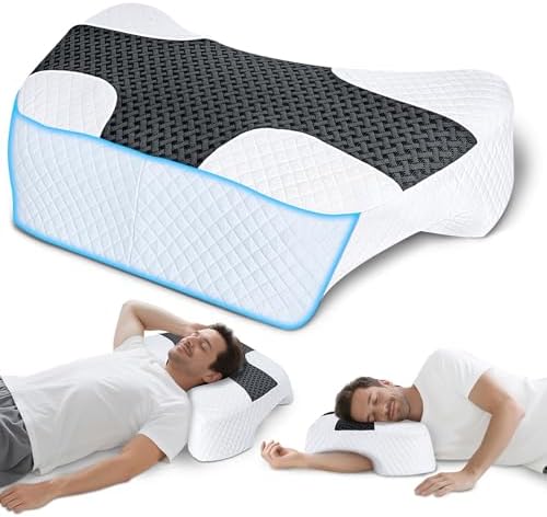 SAHEYER Side Sleeper Pillow with Arm Hole, Upgraded Memory Foam Shoulder Pillow for Neck Pain Relief, Adjustable Multi-Angle Arm Tunnels Support for Adults Pressure-Free Sleep (Black) by SAHEYER