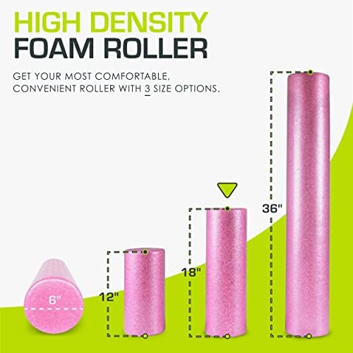 ProsourceFit High Density Foam Rollers 18 - inches long, Firm Full Body Athletic Massager for Back Stretching, Yoga, Pilates, Post Workout Trigger Point Release, Pink - Image 2