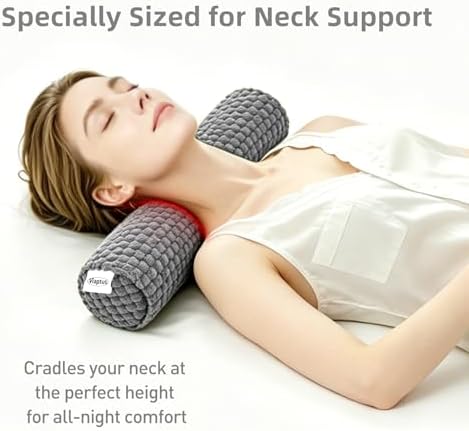 Cervical Pillow for Neck Pain, Memory Foam Neck Roll – Grey - Image 2