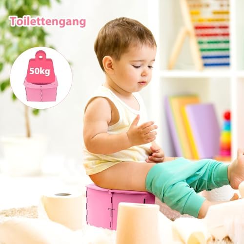 Travel Potty for Kids, Reusable Portable Folding Potty for Toddler, Foldable Toilet for Outdoor Camping, Toddler Potty Seat(Pink) - Image 3
