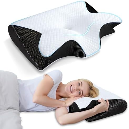 HOMCA Memory Foam Cervical Pillow, 2 in 1 Ergonomic Contour Orthopedic Pillow for Neck Pain, Contoured Support Pillows for Side Back Stomach Sleepers by HOMCA
