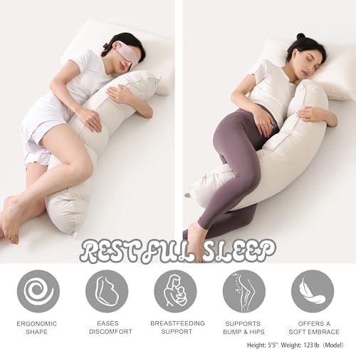 Peallow(Pat. Pend) – Long Round Body Pillow for Adults, Bolster Pillow for Sleeping, Soft and Supportive Pillow for Sleeping & Lumbar Support (Misty White,39") - Image 5
