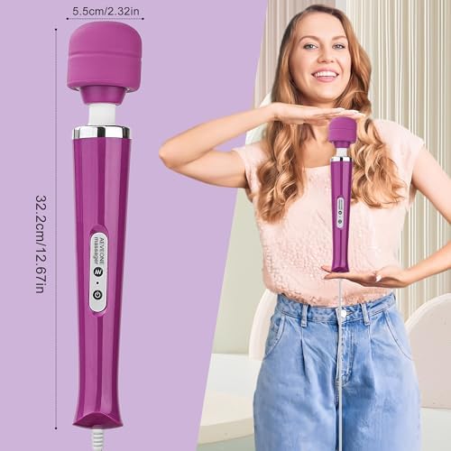 AEVEONE Wired Powerful Handheld Wand Massager, Strong Personal Vibration Massage for Sports Recovery, Back Muscle Aches, Whole Body Pain (Purple) - Image 2